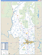 Spokane-Spokane Valley Metro Area Wall Map Basic Style